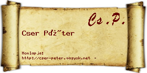 Cser Péter névjegykártya